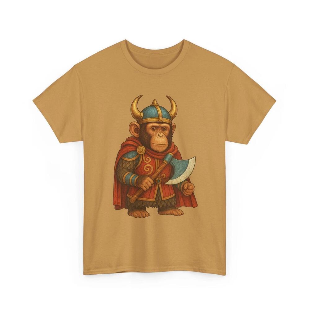 Life Viking Chimp T-Shirt Warrior Monkey Retro Axe Graphic Tee